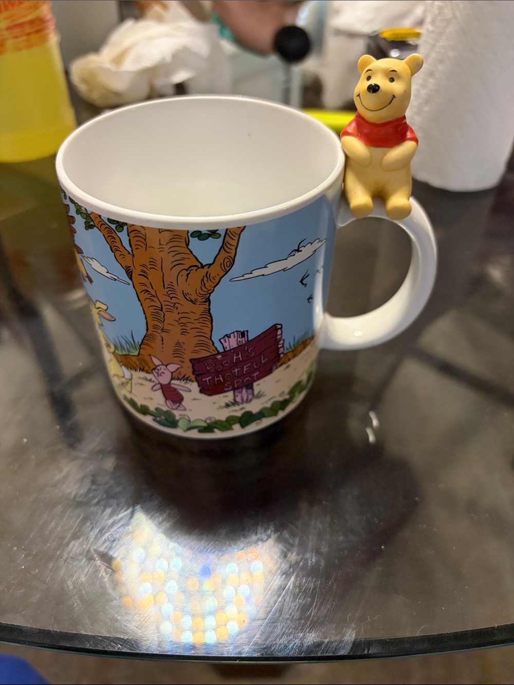 Vintage Winnie the Pooh Blue Ceramic Mug with Pooh Handle